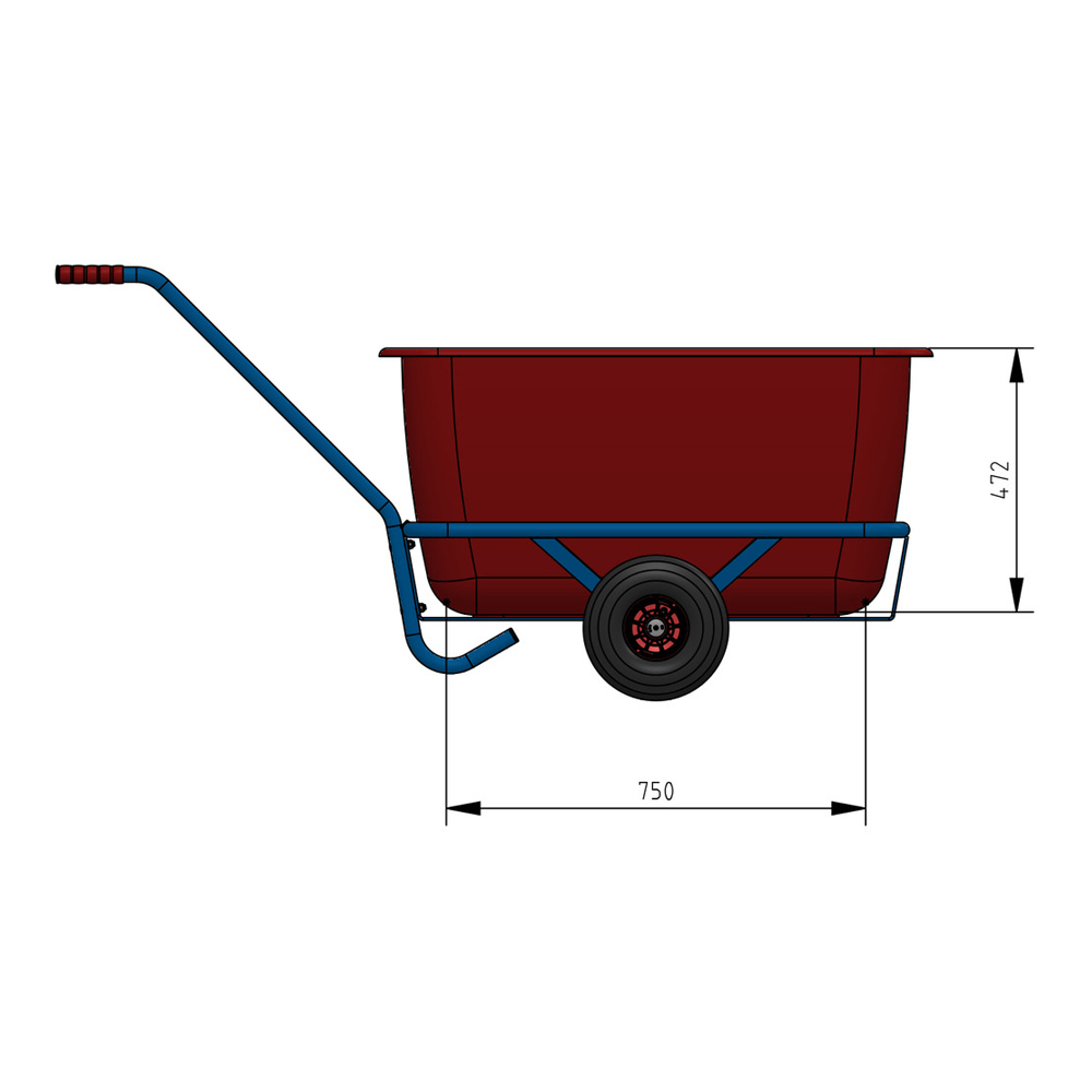 Produktbild Leichter Handwagen 200 kg mit Kunststoffmulde 750 x 425 mm