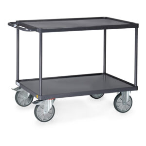 Produktbild ESD-Tischwagen 600 kg, 1000 x 700 mm mit 2 Stahlblech-Wannen