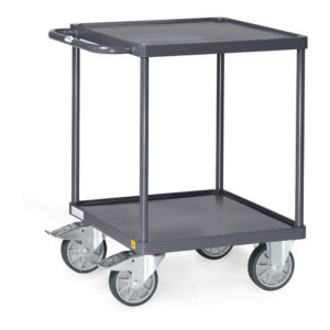 Produktbild ESD-Tischwagen 500 kg, 600 x 600 mm mit 2 Stahlblech-Wannen