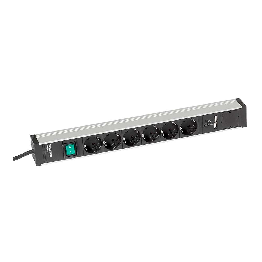 Produktbild Energieleiste, Länge 468 mm 6 Stecker / 2 USB Anschlüsse