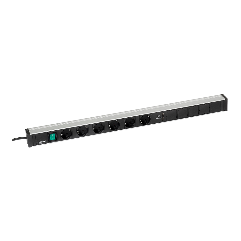 Produktbild Energieleiste Treston Länge 836 mm 6 Stecker/2 USB