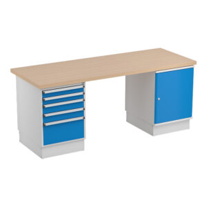 Produktbild Werkbank 2000 x 750 mm mit 1 Schubladenblock und 1 Schubladenschrank 53/66